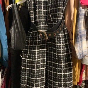 Elegant Black and White Plaid Dress
